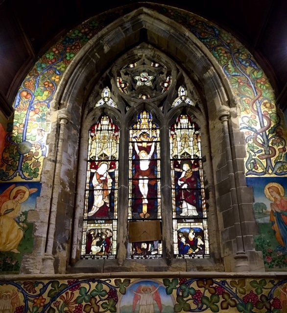Traquair Murals and stained glass window in Clayworth Church North Notts taken by North Notts Uncovered
